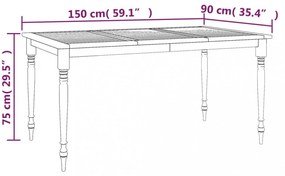 tömör tíkfa Batavia asztal 150 x 90 x 75 cm