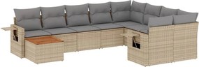 vidaXL 10 részes bézs polyrattan kerti ülőgarnitúra párnával