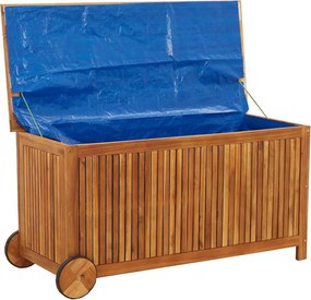 Tömör Akácfa Kerti Tárolóláda Kerekekkel 113 X 50 X 58 Cm