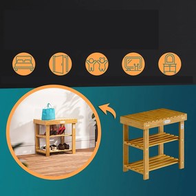 Casaria NINA előszobai pad cipőtartóval, 50x30x46cm, természetes barna