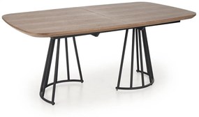 Asztal Houston 1439Dió, Fekete, 76x100x180cm, Hosszabbíthatóság, Közepes sűrűségű farostlemez, Fém