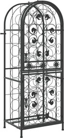 vidaXL fekete kovácsoltvas bortartó 41 palackhoz 45 x 36 x 120 cm