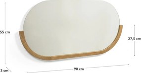 Fali tükör tömörfa kerettel 96x55 cm Rokia – Kave Home