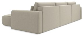 Bézs bársony kinyitható-tárolóhelyes (U alakú) sarokkanapé Kapua – Makamii