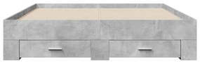 betonszürke szerelt fa ágykeret fiókokkal 150 x 200 cm