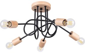 Sollux SL.1478 - Felületre szerelhető csillár EMBER 5xE27/15W/230V fekete/bézs/bükkfa
