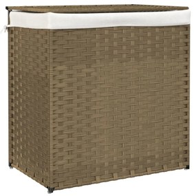 polyrattan szennyeskosár 2 rekesszel 53x33x57 cm