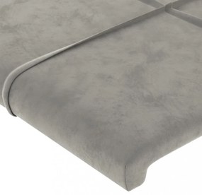 világosszürke bársony LED-es fejtámla 144x5x118/128 cm