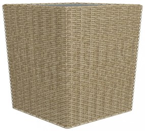 3 részes bézs polyrattan és edzett üveg bisztrószett