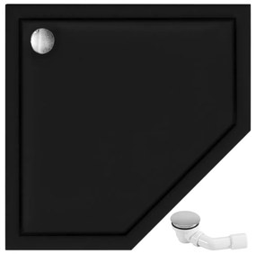 Rea Diamond, 5-szögletes zuhanykabin 90x90, 6 mm-es átlátszó üveg, matt arany profil + fehér zuhanytálca, KPL-K6506