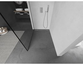 Mexen Kioto, Walk-In zuhanyparaván 90 x 200 cm, 8 mm átlátszó üveg fekete mintás, csiszolt acél profil, 800-090-101-97-70