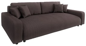 Barna kordbársony kinyitható tárolóhelyes kanapé 234 cm Sara – Ropez