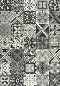 185x270 cm Divatos Szürke Szőnyeg Luna Dísz Kockás