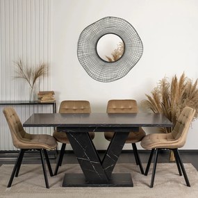 Fekete Márványhatású Bővíthető Étkezőasztal. CLARK 120-160 cm