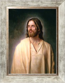 Jézus Krisztus Vallásos Vászonkép Fehér Díszített Keretben 30X40
