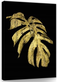 Vászonkép 50x70 Arany levél monster fekete háttér minimalizmus elegancia luxus