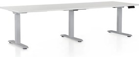 OfficeTech Long állítható magasságú asztal, 240 x 80 cm, szürke alap, világosszürke
