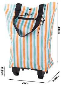 Kerekes táska STRIPES 49,5x27 cm, fehér csíkokkal
