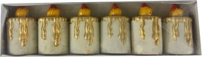 Dekoráció műanyag gyertyadísz, 6db, 7x4 cm, ezüst és arany