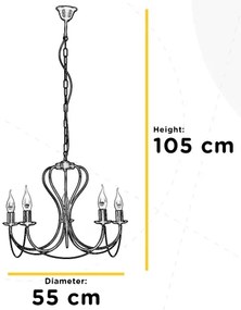 ONLI - Csillár láncon CANDELA 5xE14/6W/230V fehér