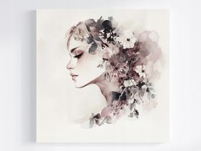 Vászonkép Canvas Akvarell Portré Nő Lány Virágok 40x40