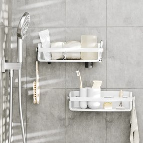 Fehér öntapadós újrahasznosított műanyag fürdőszobai polc Flex Adhesive – Umbra