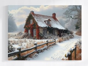 Poszter Téli Tájkép Házikó Falu Hó Tél 100x75