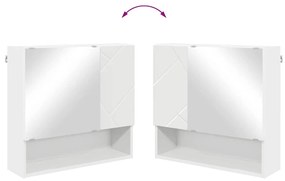 Tükörszekrény polcokkal tárolóval Fehér 59 x 17 x 55 cm Faanyag