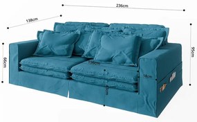 Világoskék kanapé 236 cm Nora – Ropez