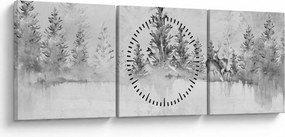 Kép - Szarvas a tónál (órával) (90x30 cm)
