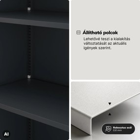 Fém szekrény tárolórekesszel, antracit-piros, 900x1850x450 mm: TOMASZ