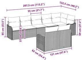 8 részes kerti kanapé szett párnákkal fekete poli rattan, 2 fős kerti kanapé párnákkal fekete poli rattan