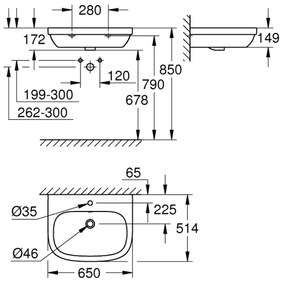 GROHE 39323000 - Mosdó EURO CERAMIC 650 × 514 mm kerámia/fehér