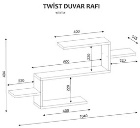 Fali polc TWIST 49,4x104 cm fehér