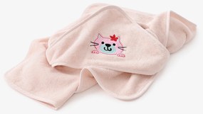 Goldea gyermek frottír fördőlepedő csuklyás - cicuka világos rózsaszínen 100 x 100 cm