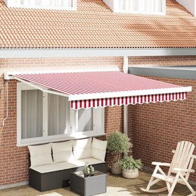 Automatikus Behúzható Napellenző Piros és Fehér Csíkkal 350x250 cm