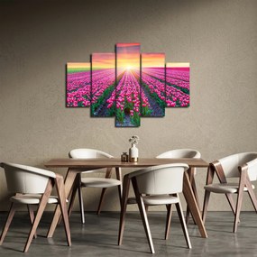 Tulipán mező és a nap képe (150x105 cm)