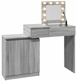 szürke sonoma LED-es fésülködőasztal 115 x 37 x 110,5 cm