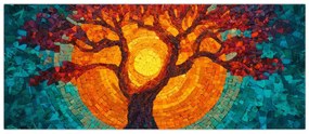 Kép - Az élet fája és a nap mozaikban (120x50 cm)