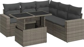 vidaXL 6 részes szürke polyrattan kerti ülőgarnitúra párnákkal