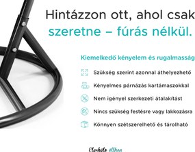Fehér függőfotel KOKON állvány nélkül, zöld-fehér párna