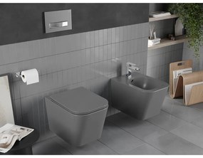 Mexen Teo WC Rimless WC lappal vékony, hőre keményedő, sötétszürke matt, 30854071