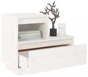 2 db fehér tömör fenyőfa éjjeliszekrény 60 x 34 x 51 cm