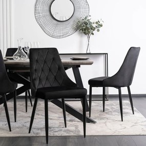Scaun de sufragerie elegant, catifea neagră. EMPOLI