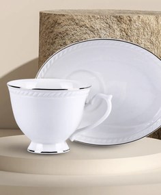 Fehér porcelán csésze domború mintával két személyes Veroni Dominica