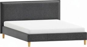 Sötétszürke kárpitozott franciaágy ágyráccsal 200x200 cm Tina – Ropez