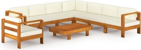 vidaXL 9 darabos akácfa kerti pihenőgarnitúra párnákkal 100 x 60 cm