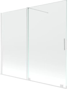 Mexen Velar, 2 szárnyas eltolható kádparaván 180 x 150 cm, 8mm átlátszó üveg, fehér profil, 896-180-000-01-20