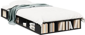vidaXL fekete szerelt fa ágykeret 100 x 200 cm