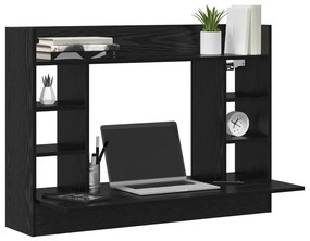 vidaXL falra szerelhető íróasztal fekete tölgy 105x48x75 cm szerelt fa